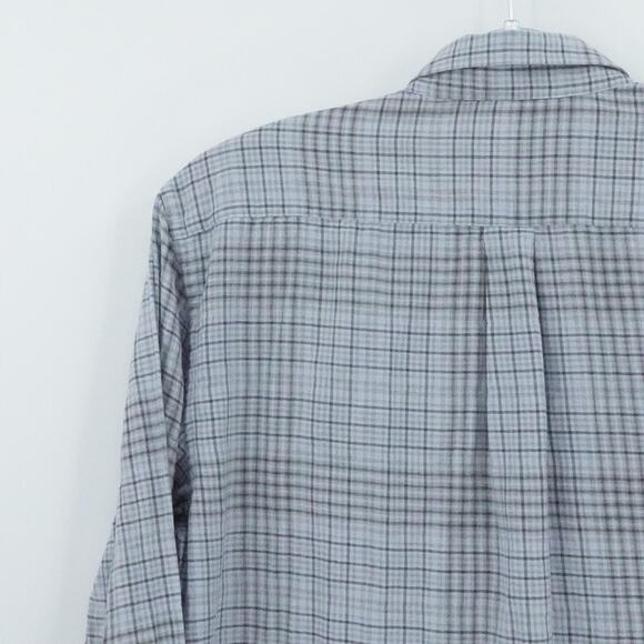 Billy Reid Shirt Mens Large‎ Plaid Gray Blue Standard Long Sleeve Casual Preppy - Picture 8 of 16